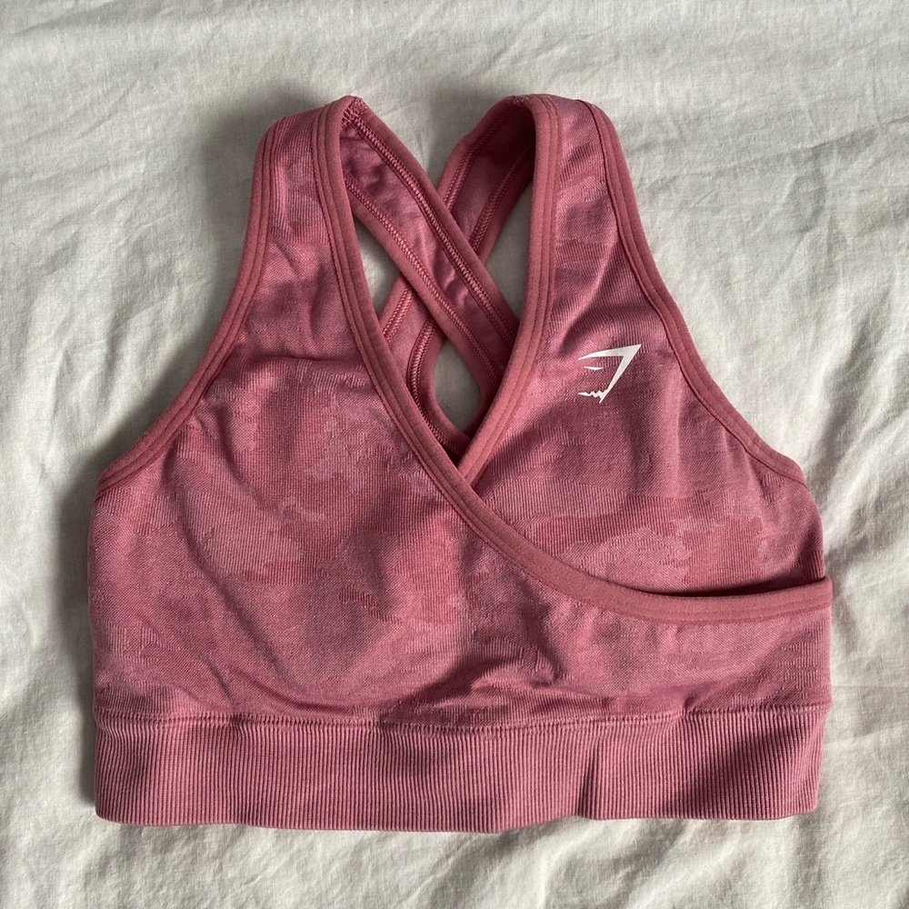 Gymshark Pink Camo Seamless Sports Bra